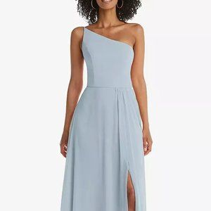 After Six 1555...One-Shoulder Chiffon Maxi Dress....Mist....Size 16 Long...NWT